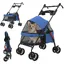 Poussette pliable animaux - Chariot pliante chien chat - FLASIDU - 49*69*98cm - Bleu - Capacité de charge 10 kg