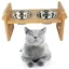 MIPAN Gamelle Surélevée pour Petit Chien Chats Animaux de Compagnie avec Support Réglable en Bambou