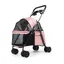 FLASIDU Poussette pour Chien Pliable - tissu Oxford - maille visible - avec porte-gobelet - 75 cm x 49 cm x 94 cm - Rose