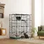 Cage pour chat dintérieur parc pour chat en acier à 4 niveaux DIY avec 5 portes hamac 1-3 chats 105 x 70 x 140 cm noir