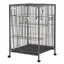 Cage oiseau sur pied cage sur roulettes avec balançoire perchoirs et plateau coulissant 48 x 46 x 74 cm en acier noir