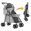 SUPFINE 2 en 1 Poussette pour Chien Chat 2 étages Poussette Double Pliable pour Chiens Chats jusquà 15 kg 2 Niveaux Gris