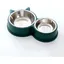 Gamelles doubles chat en inox mangeoire et abreuvoir pour petits animaux vert Label