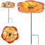 Abreuvoir oiseaux extérieur sur pied bain en fer forme fleur hauteur 52 cm pied amovible décoration fonte marron doré jardin