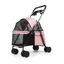 Poussette pliable pour Chien et Chat avec porte-gobelet tissu Oxford Pneus Rotatifs à 360° maille visible Rose 75 x 49 x 94cm