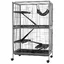 Cage pour rongeurs Multifonction 4 Plateformes 3 rampes 4 Portes dim. 80L x 52l x 128H cm acier Gris argenté Noir