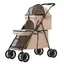 POUSSETTE PLIABLE DOUBLE COUCHE POUR ANIMAUX DE COMPAGNIE - YIYI -  RESPIRANTE ET PARE-SOLEIL - 67 X 32 X 95 CM - MARRON CLAIR