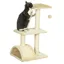 Arbre à chat griffoir grattoir design jeu boule suspendue 2 plateformes peluche sisal naturel crème