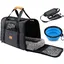 Sac de transport Pour Animal Chien Chat - Sac Transport Chat avec Matelas en Peluche Amovible et Bandoulière Réglable + Bol