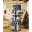 Arbre à Chat Abri à Chat Multi-Niveaux de 203 cm avec Grande Plateforme 2 Niches 7 Griffoirs Pompons Paniers HamacGris Foncé