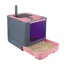 MIPAN Bac Litiere pour Chat, Litière fermée pour chat - Désinfection UV Plateau amovible et pelle rose