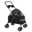 FLASIDU Poussette pour Chien Pliable, Animaux Chariot à 4 Roues, Métal, avec porte-gobelet, Filet visible, Noir, 98*69*49cm