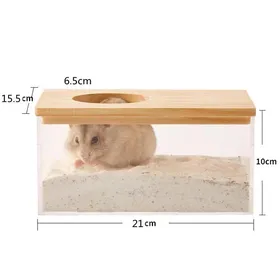 Meilleurs prix pour Boîte de Douche de Bain de Sable pour Hamster Transparente Salle de Douche de Bain de Sable pour Hamster pour Petits Animaux beige