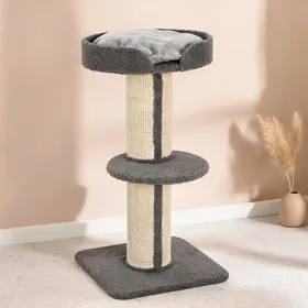 Meilleurs prix pour Arbre à chat colonne 91 cm avec plateforme et griffoirs en sisal support 30 kg gris neutre