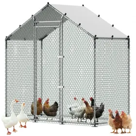 Meilleurs prix pour VEVOR Enclos Poulailler en Métal 2 x 1 x 2 m Parc à Poules Grillagé avec Couverture, Structure Robuste, Toit en Pente, Grande Cage Extérieur pour Poules, Canards, Lapins, Volailles, de Jardin, Ferme