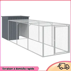 Meilleurs prix pour Cocosity Poulailler avec cour anthracite 110x405x110 cm acier galvanisé - 7894202886400