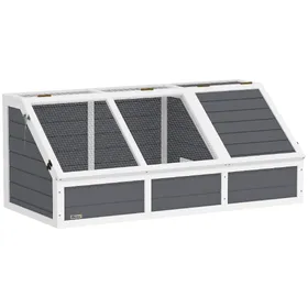 Comparer les prix de PawHut Maison enclos cage pour petit animal tortue en bois avec couvercle ouvrable, loquets, 2 espaces distincts, gris