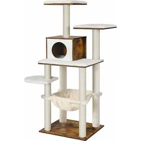 Comparer les prix de FEANDREA Arbre à Chat, Tour de Jeux 138 cm, Niche, Marron Rustique PCT164X01