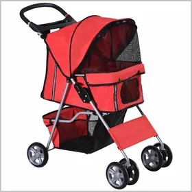 Comparer les prix de Chariot pour chien PawHut - Pliable sécurisé et polyvalent - Rouge