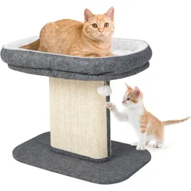 Meilleurs prix pour GOPLUS Arbre à Chat 50 CM en Bois Recouvert Peluche, Poteaux en Sisal, Nid Confortable, Boule Suspendue, Gris