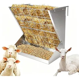 Comparer les prix de Grand Râtelier à Foin 2 en 1 pour Moutons et Chèvres avec Râtelier à Nourriture Hay & Grain/Salt Feeder en Métal Ratelier