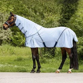 Meilleurs prix pour Couverture anti-mouches pour cheval avec encolure amovible Waldhausen Protect - Bleu - 145 cm