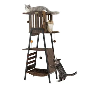 Comparer les prix de Arbre a Chat Hauteur 147 cm, Tour de Jeux pour Chats, Condo à Plusieurs Niveaux avec grotte