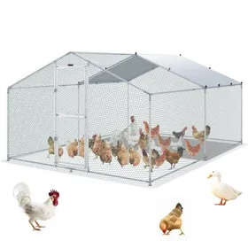 Comparer les prix de VEVOR Enclos Poulailler Extérieur Métal 400x300x200 cm Grand Enclos à Poules Bâche Imperméable Toit en Pointe Enclos Parc Grillagé Double Porte pour Oies, Canards, Lapins, Animaux de Compagnie, Argent