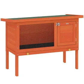 Comparer les prix de Clapier lapin extérieur - PawHut - toit ouvrable en asphalt plateau coulissant design surélevé - bois de pin - 90x45x65cm - orange