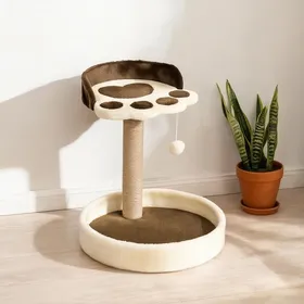 Meilleurs prix pour Arbre à chat en panneaux de particules griffoir sisal et plateforme en forme de patte 44 cm