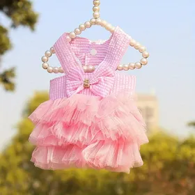 Meilleurs prix pour Robe d'été en dentelle pour chien et chat, jupe à rayures pour Chihuahua, vêtements de princesse pour chiot, vêtements mignons pour chiot, produit pour animaux de compagnie M