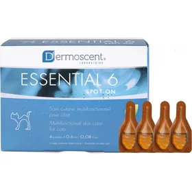 Meilleurs prix pour Dermoscent Essential 6 spot-on soin monodose multifonctionnel pour chat - 0,6ml -x4