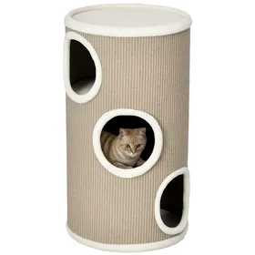 Meilleurs prix pour Tonneau à gratter pour chat - PawHut - 3 niveaux - recouvert de peluche - en sisal - Ø 38 x 70 cm - marron