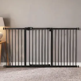 Meilleurs prix pour Barrière de sécurité animaux en métal noir largeur réglable 74-147 5 cm fermeture - Noir Métal 136.3 x 2 x 76.2 cm Ref Y6O1QV