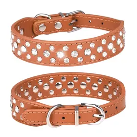 Meilleurs prix pour Colliers pour animaux de compagnie pour petits chiens, colliers pour animaux de compagnie, colliers en PU à strass pour chats et chiens, réglables pour éviter que les animaux de compagnie ne se perdent M