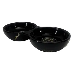 Meilleurs prix pour Double gamelle en céramique - Nobby Pet - Doréen Cat - Noir - Ovale - Intérieur