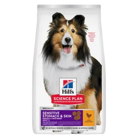 Comparer les prix de Hill's Science Plan, aliment sec pour chien Sensitive Stomach & Skin, adulte races moyennes et grandes, au poulet 14 kg