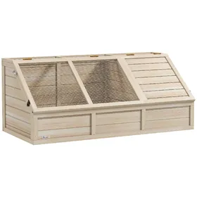 Comparer les prix de PawHut Maison enclos cage pour petit animal tortue en bois avec couvercle ouvrable, loquets, 2 espaces distincts, bois naturel