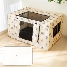 Comparer les prix de Chenil pliable pour chat imprimé pour chambre de maternité pour chat, chenil carré pour chien quatre saisons qui n'occupe pas de surface, production de chenil pour chat de compagnie M 70*55*45 black