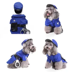 Meilleurs prix pour Costume d'Halloween pour animal de compagnie Chat Chien Uniforme de Police Tenue Cosplay