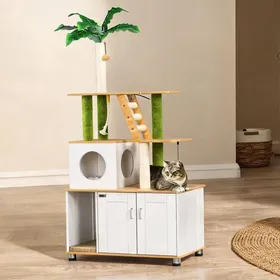 Comparer les prix de Arbre à chat avec litière et niche intégrée panneaux de particules 80 x 48 x 160 cm