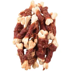 Meilleurs prix pour Friandise os de calcium avec canard Hapki BBQ pour chien170 g sans gluten.