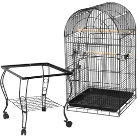 Comparer les prix de Volière extérieure sur roulettes 59 x 59 x 150 cm - cage oiseau grande taille pour perroquet perruche et canari structure mobile