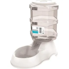 Comparer les prix de M-PETS Distributeur de croquettes Hexagonal - 3500ml - Blanc - Pour chien