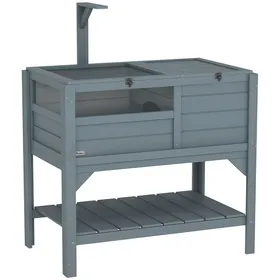Meilleurs prix pour Maison enclos pour tortues - PawHut - sur pieds - avec étagère de rangement - en bois massif - intérieur et extérieur
