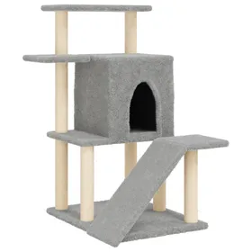 Comparer les prix de Arbre à chat meuble tour grimper jouet grattage grattoir escalade plateforme avec griffoirs en sisal clair 97 cm gris 02_0022634