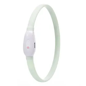 Comparer les prix de Collier Léger Rechargeable USB pour Chiens Grands Moyens et Petits, Collier Lumineux pour Chien, 9 Modes Clignotants, Silicone Souple Lumineux S white