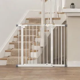 Comparer les prix de Barrière de sécurité réglable 74-94 cm avec porte automatique et double verrouillage métal blanc