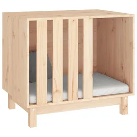 Meilleurs prix pour Niche pour chien en bois de pin - WIENS - 70x50x62 cm - Bois de pin massif - Brun - Style Scandinave Moderne