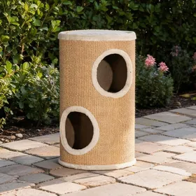 Comparer les prix de Arbre à chat cylindrique en peluche beige et sisal marron ø35 x H60 cm pour 1-2 chats jusquà 5 kg sans montage